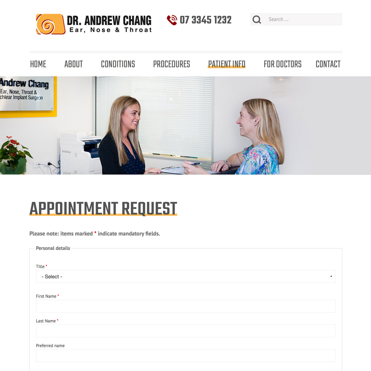 Dr Andrew Chang - Appointment Request