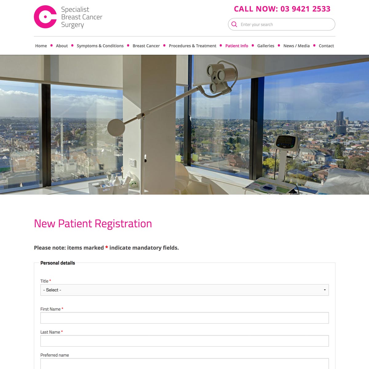 Breast Cancer Specialist - New Patient Registration