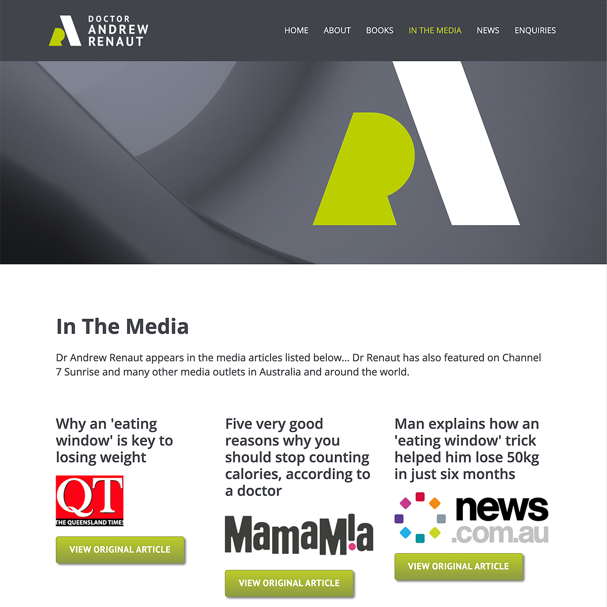 Dr Andrew Renaut - In The Media