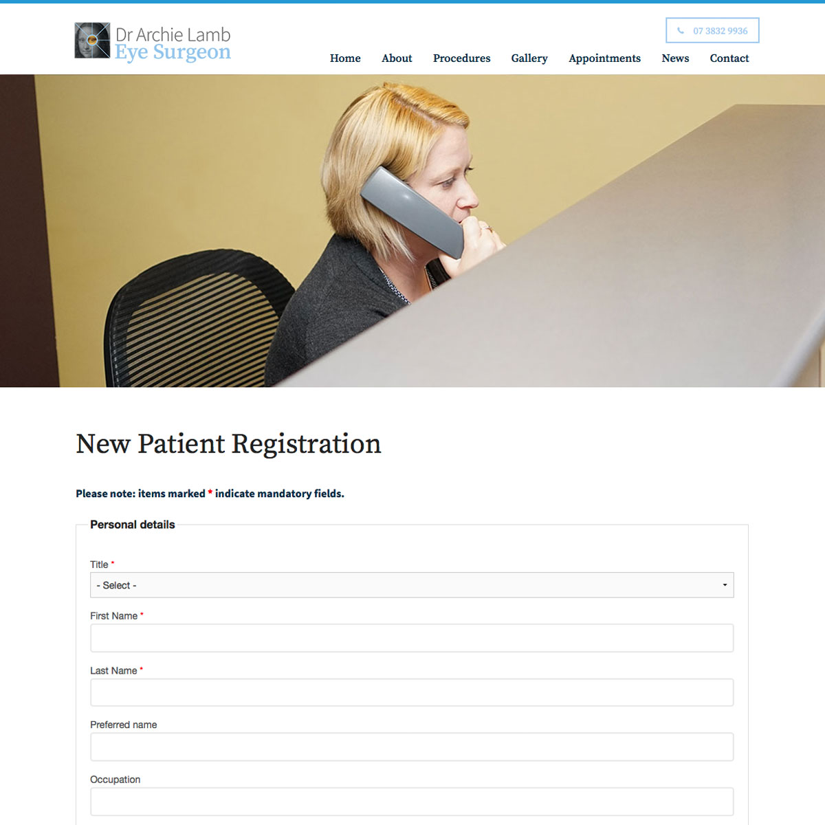 Dr Archie Lamb - Registration Form