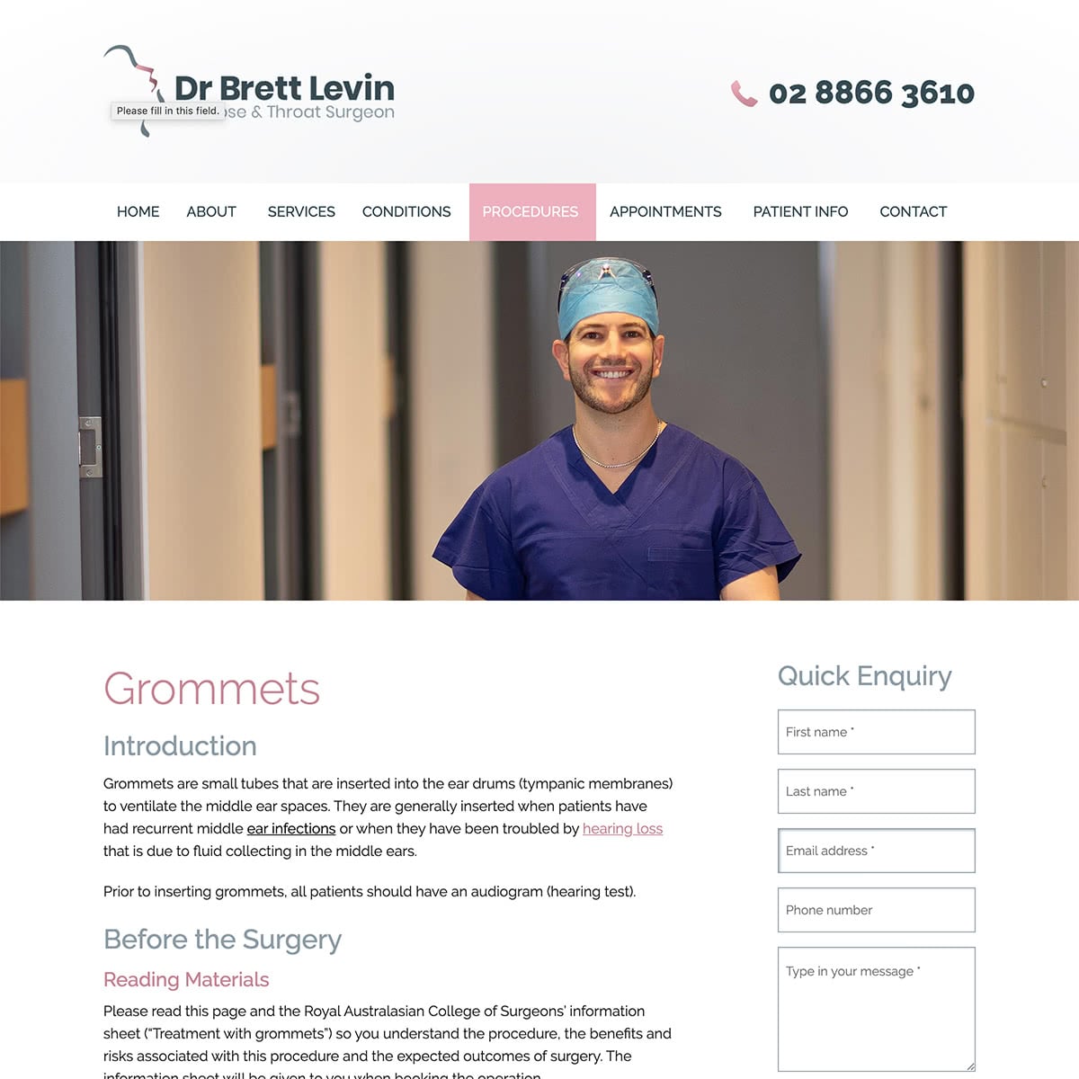 Dr Brett Levin - Procedures