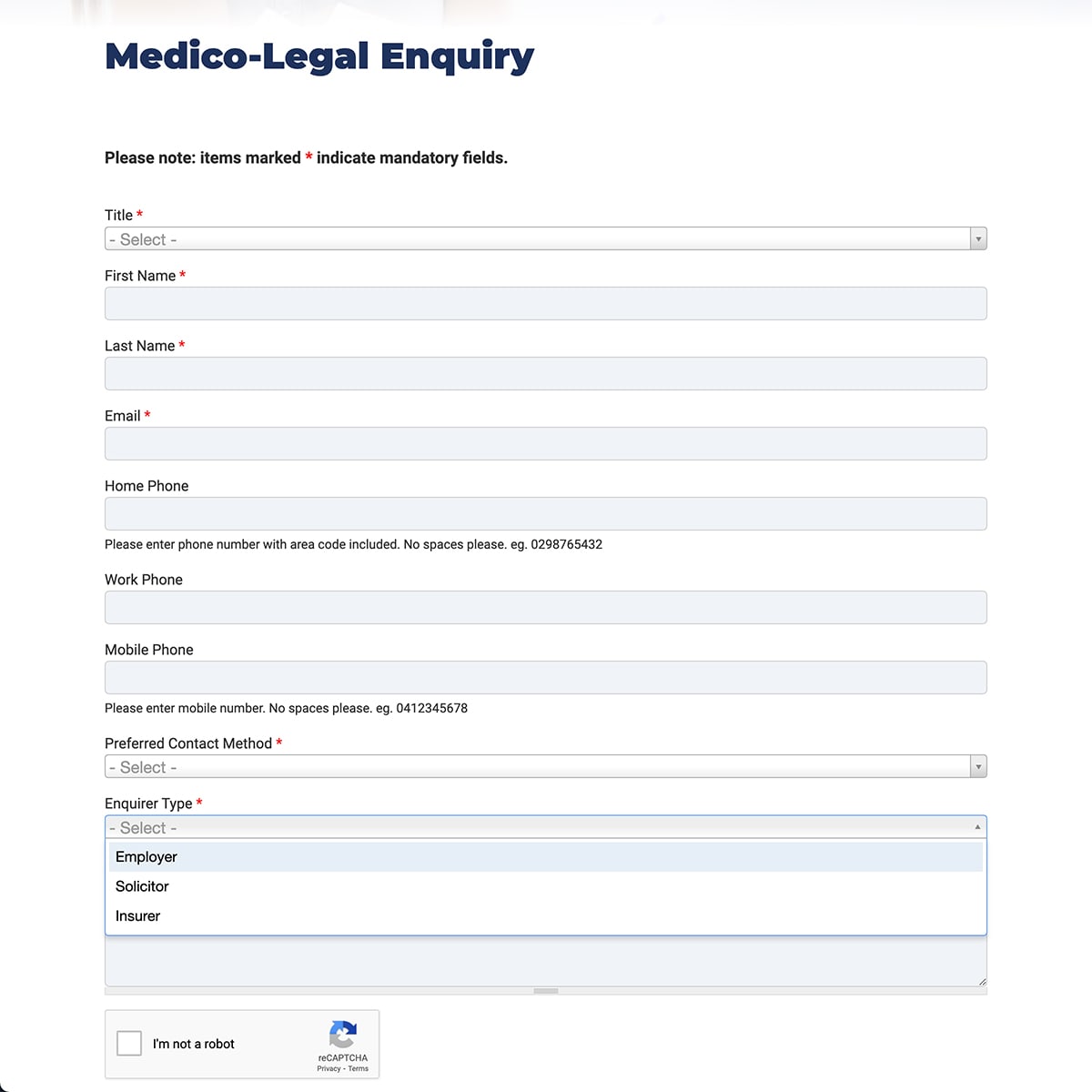Melbourne Pain Group - Medico-Legal Enquiry Webform