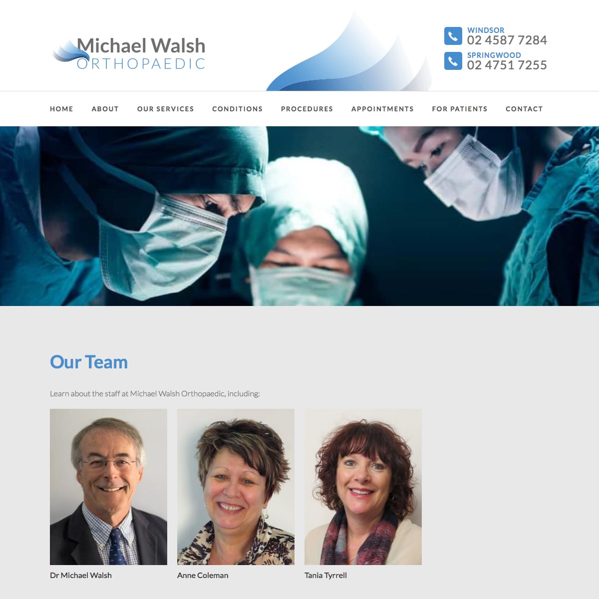 Michael Walsh Orthopaedic - Our Team