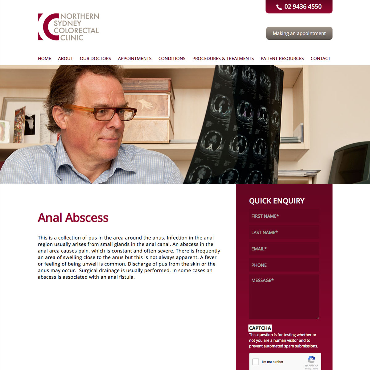 Northern Sydney Colorectal Clinic Content Page