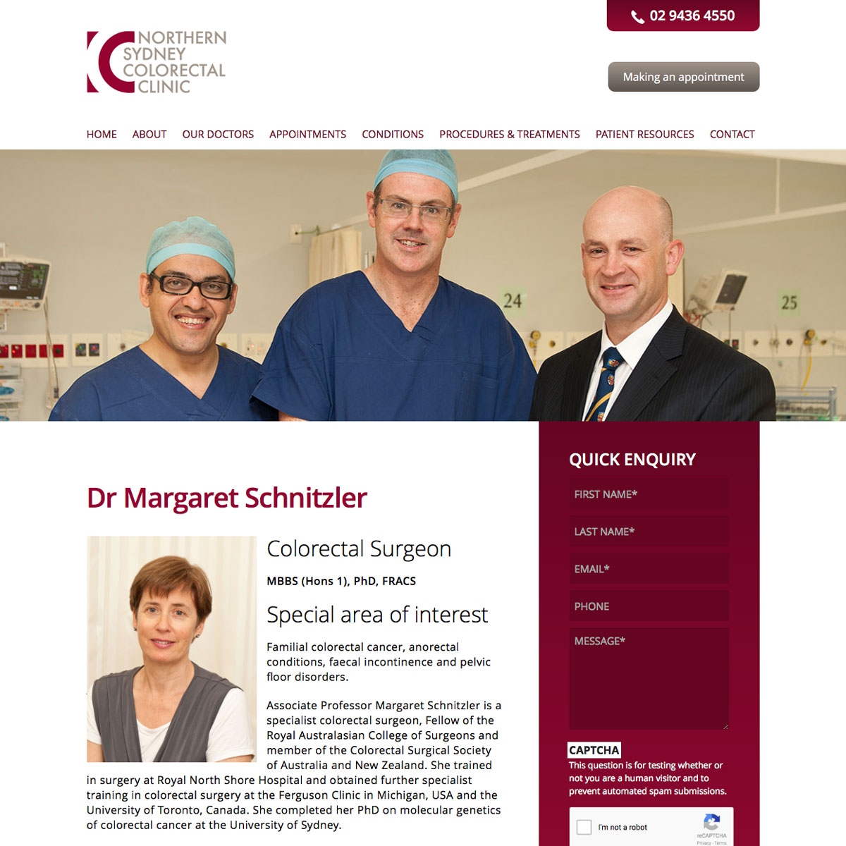 Northern Sydney Colorectal Clinic Dr Margerat Schintzler